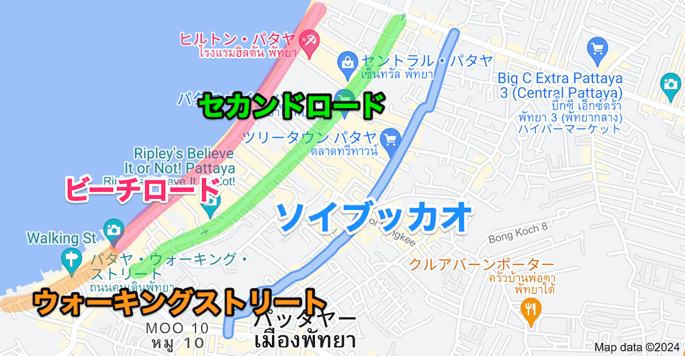 パタヤ・ソイブッカオの地図