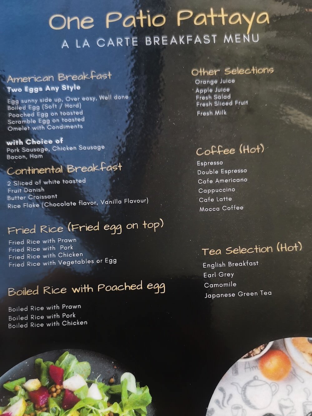 ワン パティオ ホテル パタヤ(One patio hotel pattaya)の朝食アラカルトメニュー