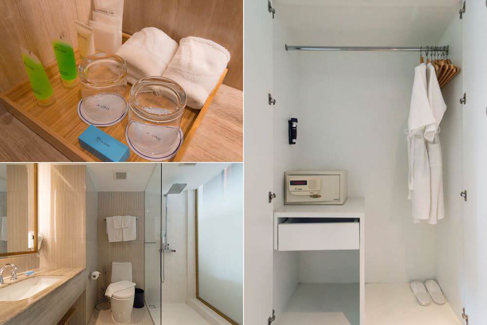 エーワン ザ ロイヤル クルーズ ホテル パタヤ(A-One The Royal Cruise Hotel Pattaya)の客室シャワールームとアメニティ