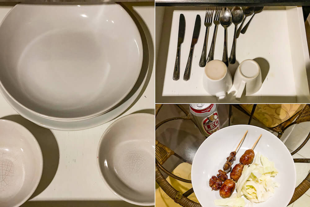 ベラ ヴィラ プリマ ホテル パタヤ(Bella Villa Prima Hotel Pattaya)の客室に完備してある食器類